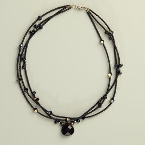 Black Layered Beaded Necklace